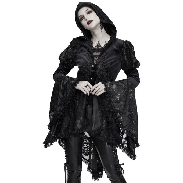 mode DEVIL FASHION Veste Femmes à Capuche ‘Elegant Lace’ Noire 7