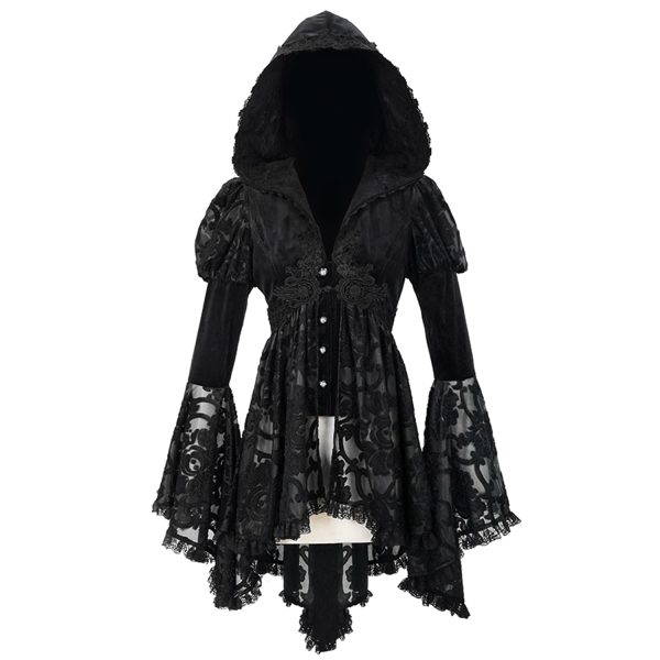 mode DEVIL FASHION Veste Femmes à Capuche ‘Elegant Lace’ Noire 1