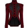 REMISE allant PUNK RAVE Veste Gothique ‘Dark Doll’ En Velours Rouge 44