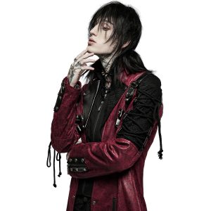 Retour gratuit en magasin. PUNK RAVE Veste Homme ‘Poisonblack’ Rouge Et Noire 46