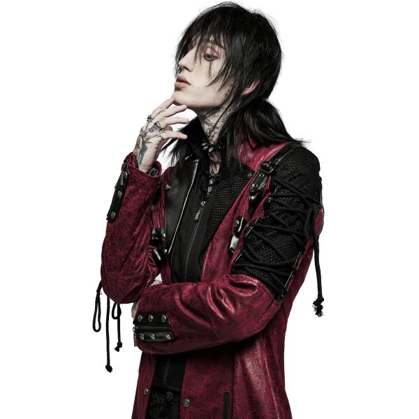Retour gratuit en magasin. PUNK RAVE Veste Homme ‘Poisonblack’ Rouge Et Noire 14