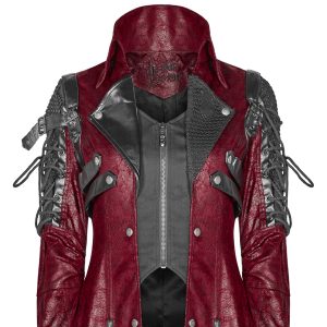 Retour gratuit en magasin. PUNK RAVE Veste Homme ‘Poisonblack’ Rouge Et Noire 54