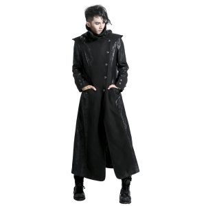 magasin en ligne france PUNK RAVE Veste Longue Noire ‘Black Dragon’ Avec Capuche… 24