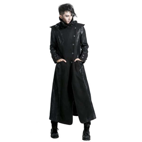 magasin en ligne france PUNK RAVE Veste Longue Noire ‘Black Dragon’ Avec Capuche… 3