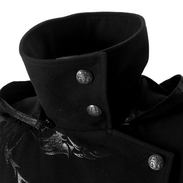 magasin en ligne france PUNK RAVE Veste Longue Noire ‘Black Dragon’ Avec Capuche… 12