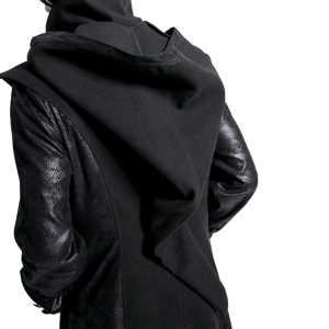 magasin en ligne france PUNK RAVE Veste Longue Noire ‘Black Dragon’ Avec Capuche… 52
