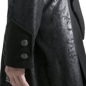 magasin en ligne france PUNK RAVE Veste Longue Noire ‘Black Dragon’ Avec Capuche… 56