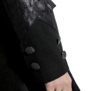 magasin en ligne france PUNK RAVE Veste Longue Noire ‘Black Dragon’ Avec Capuche… 60