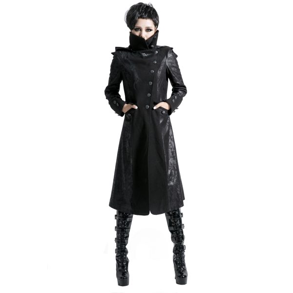 à prix imbattables PUNK RAVE Veste Longue Noire ‘Black Dragon’ Avec Capuche… 3