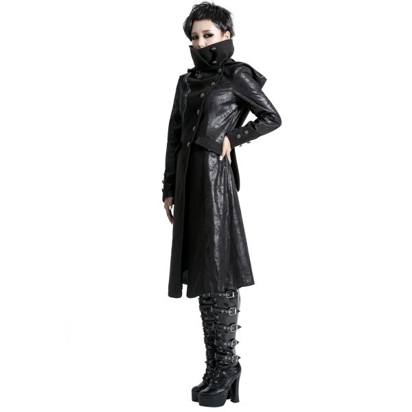 à prix imbattables PUNK RAVE Veste Longue Noire ‘Black Dragon’ Avec Capuche… 5