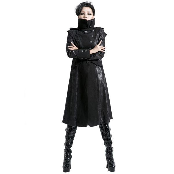 à prix imbattables PUNK RAVE Veste Longue Noire ‘Black Dragon’ Avec Capuche… 7