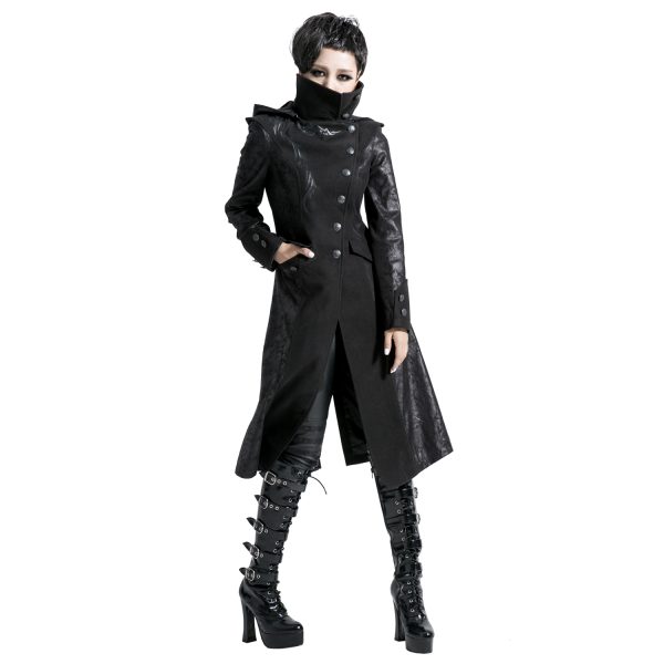 à prix imbattables PUNK RAVE Veste Longue Noire ‘Black Dragon’ Avec Capuche… 8