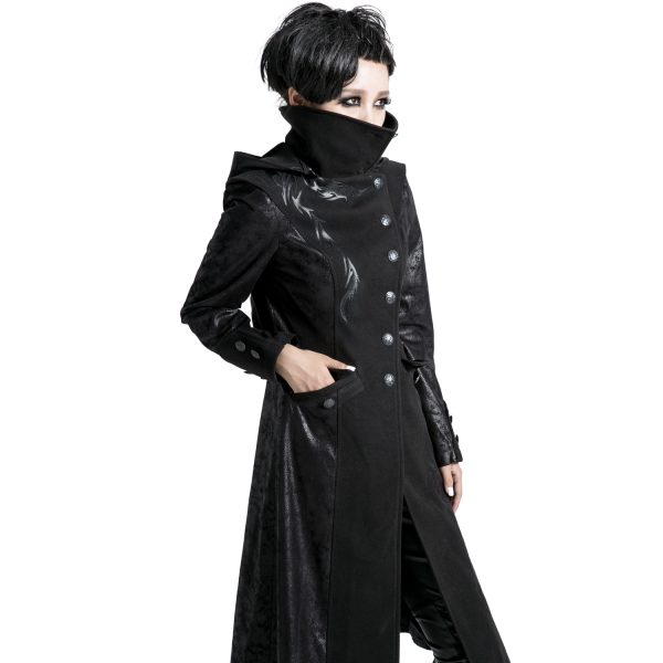 à prix imbattables PUNK RAVE Veste Longue Noire ‘Black Dragon’ Avec Capuche… 9