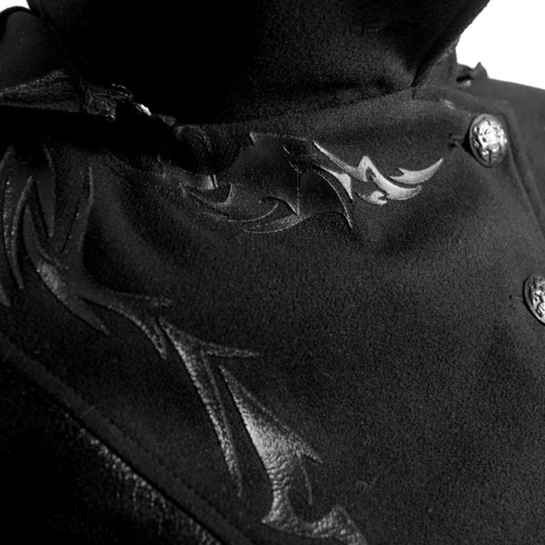 à prix imbattables PUNK RAVE Veste Longue Noire ‘Black Dragon’ Avec Capuche… 18