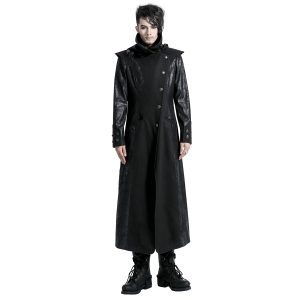 magasin en ligne france PUNK RAVE Veste Longue Noire ‘Black Dragon’ Avec Capuche… 30