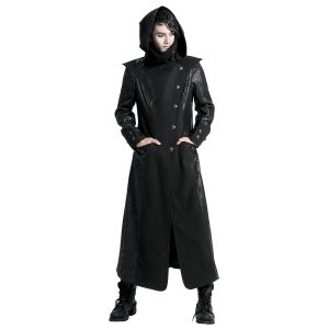 magasin en ligne france PUNK RAVE Veste Longue Noire ‘Black Dragon’ Avec Capuche… 32