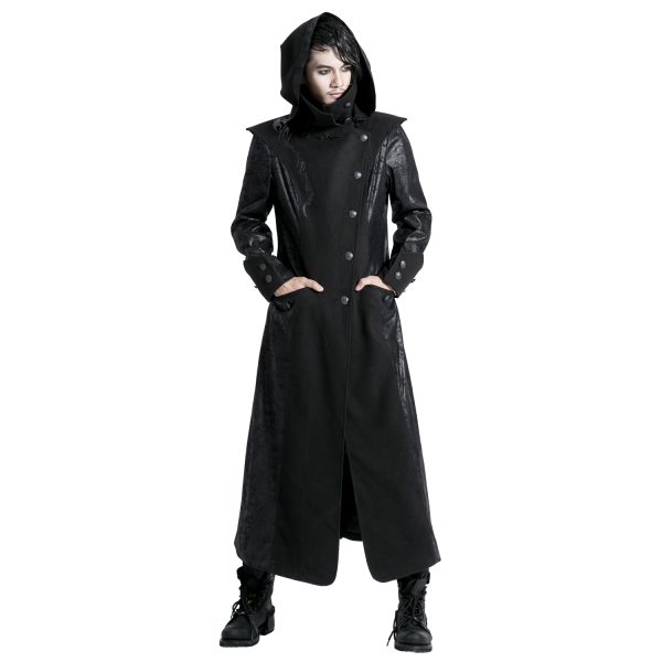 magasin en ligne france PUNK RAVE Veste Longue Noire ‘Black Dragon’ Avec Capuche… 7