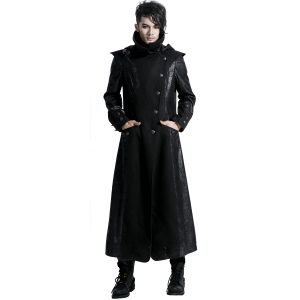 magasin en ligne france PUNK RAVE Veste Longue Noire ‘Black Dragon’ Avec Capuche… 34