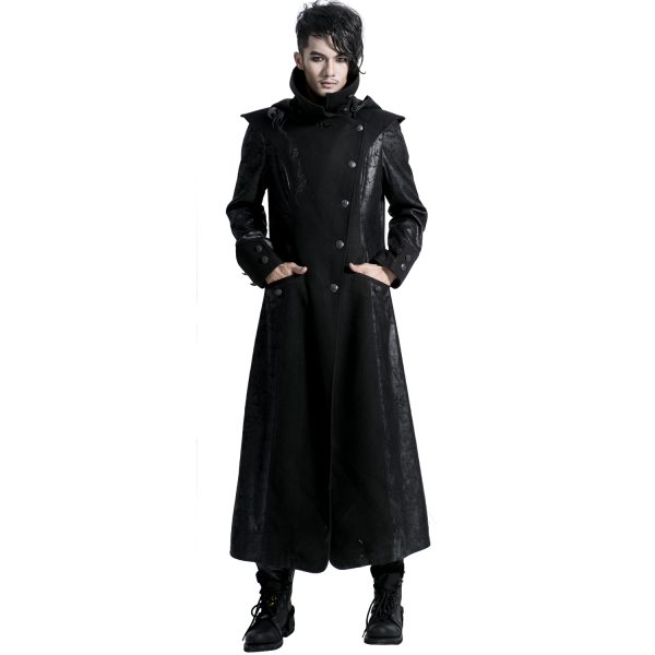 magasin en ligne france PUNK RAVE Veste Longue Noire ‘Black Dragon’ Avec Capuche… 8
