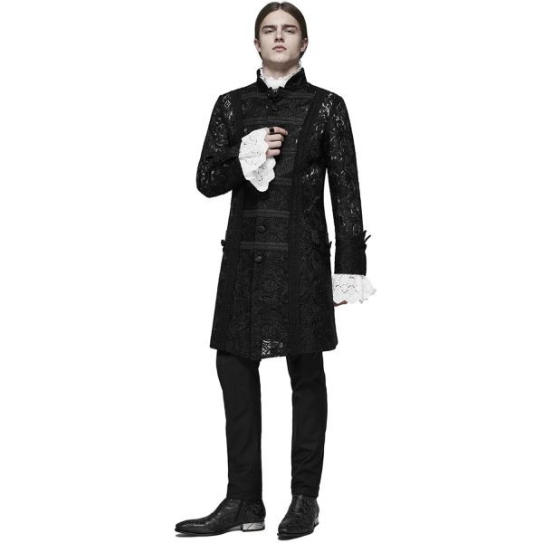 PUNK RAVE Veste Mi-Longue ‘Illuminati’ En Dentelle Noire vente pas cher 3