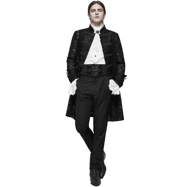 PUNK RAVE Veste Mi-Longue ‘Illuminati’ En Dentelle Noire vente pas cher 5
