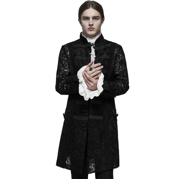 PUNK RAVE Veste Mi-Longue ‘Illuminati’ En Dentelle Noire vente pas cher 6