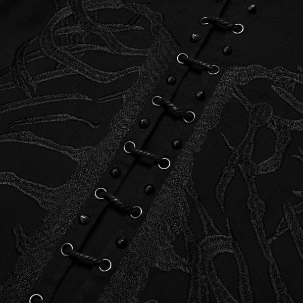 REMISE PUNK RAVE Veste Mi-Longue ‘Ribcage’ Noire 13