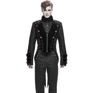 vente en ligne DEVIL FASHION Veste Queue De Pie ‘Desmond’ Noire Et Bordeaux 23