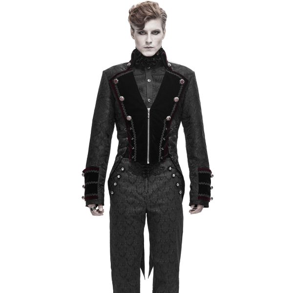 vente en ligne DEVIL FASHION Veste Queue De Pie ‘Desmond’ Noire Et Bordeaux 3