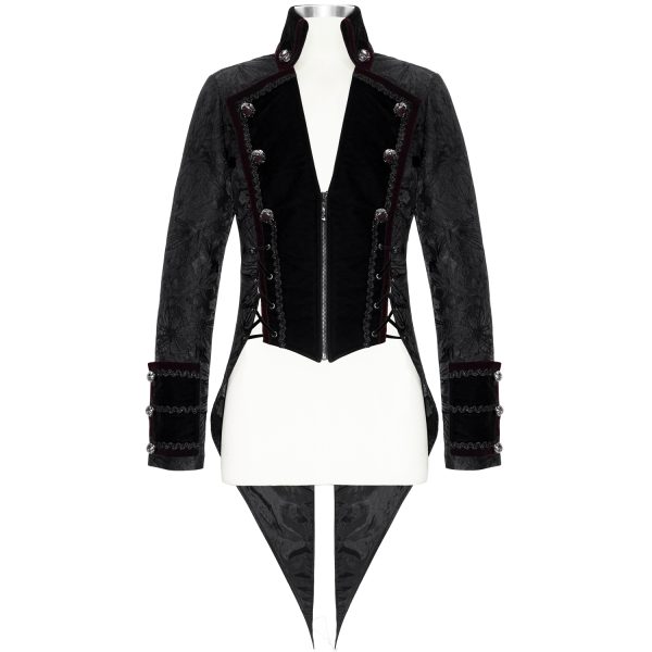vente en ligne DEVIL FASHION Veste Queue De Pie ‘Desmond’ Noire Et Bordeaux 12