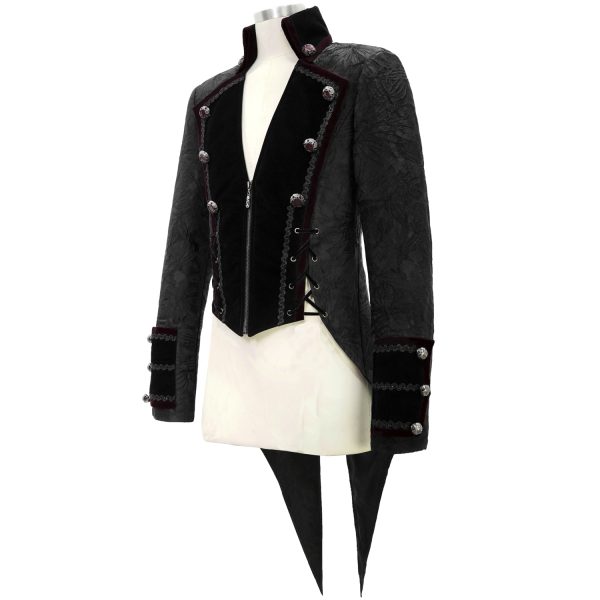 vente en ligne DEVIL FASHION Veste Queue De Pie ‘Desmond’ Noire Et Bordeaux 14