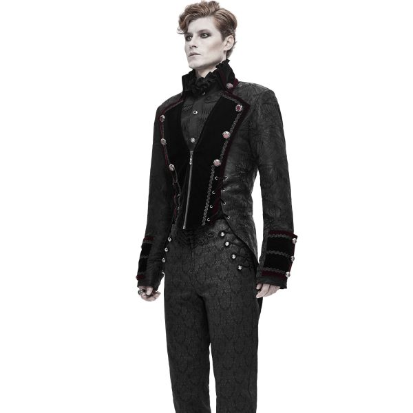 vente en ligne DEVIL FASHION Veste Queue De Pie ‘Desmond’ Noire Et Bordeaux 5