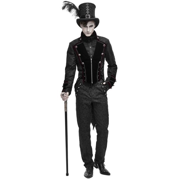 vente en ligne DEVIL FASHION Veste Queue De Pie ‘Desmond’ Noire Et Bordeaux 6