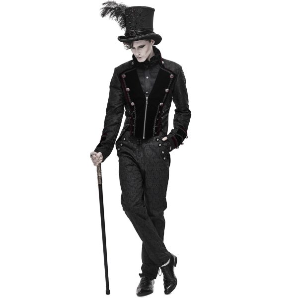 vente en ligne DEVIL FASHION Veste Queue De Pie ‘Desmond’ Noire Et Bordeaux 7