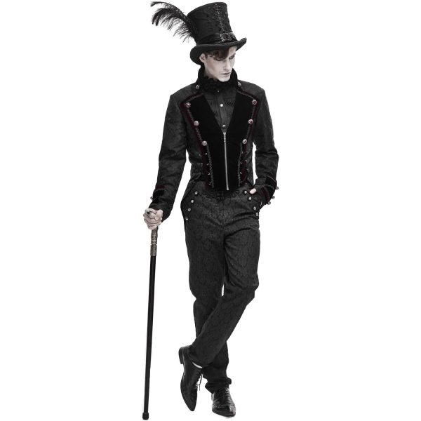 vente en ligne DEVIL FASHION Veste Queue De Pie ‘Desmond’ Noire Et Bordeaux 8