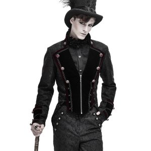 vente en ligne DEVIL FASHION Veste Queue De Pie ‘Desmond’ Noire Et Bordeaux 35