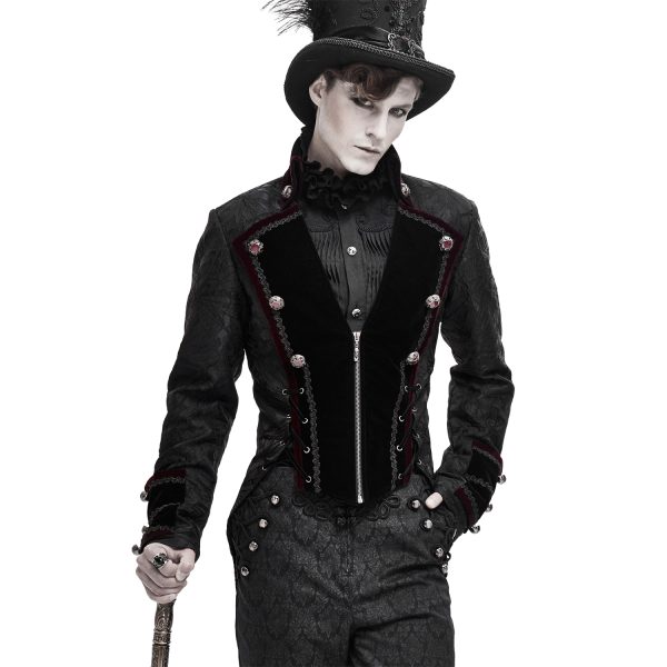 vente en ligne DEVIL FASHION Veste Queue De Pie ‘Desmond’ Noire Et Bordeaux 9