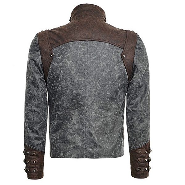 grande popularité PUNK RAVE Veste Steampunk ‘Aviator’ Noire Délavée Et Marron 7
