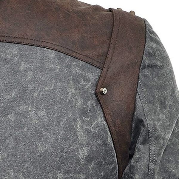 grande popularité PUNK RAVE Veste Steampunk ‘Aviator’ Noire Délavée Et Marron 10