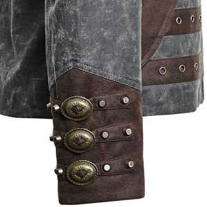 grande popularité PUNK RAVE Veste Steampunk ‘Aviator’ Noire Délavée Et Marron 34