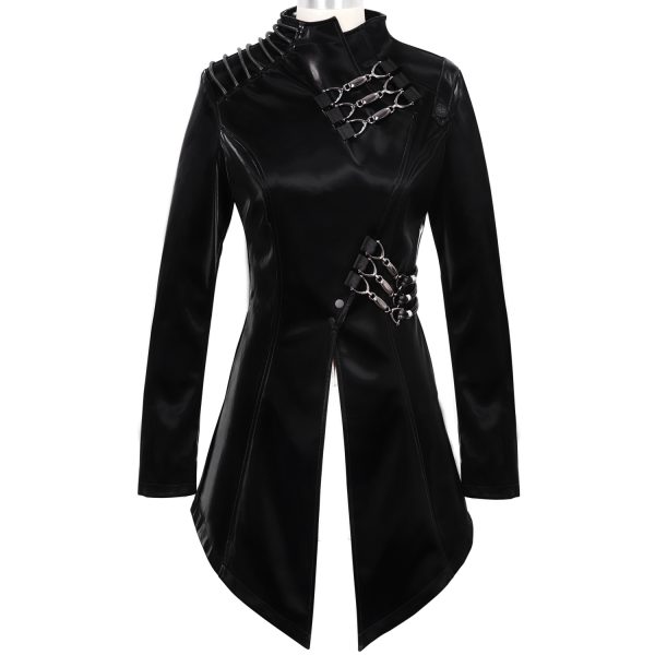 magasin solde DEVIL FASHION Veste ‘Thorne’ En Simili Cuir Noir 11