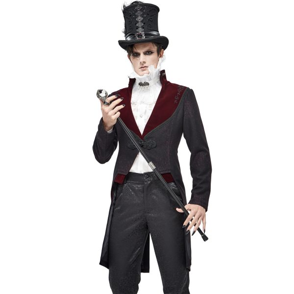 ultratendance DEVIL FASHION Veste Victorienne ‘Atkins’ Noire Et Bordeaux 3