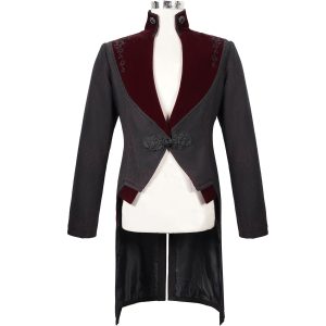 ultratendance DEVIL FASHION Veste Victorienne ‘Atkins’ Noire Et Bordeaux 42