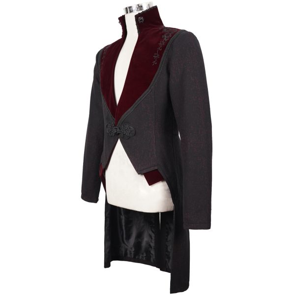 ultratendance DEVIL FASHION Veste Victorienne ‘Atkins’ Noire Et Bordeaux 15