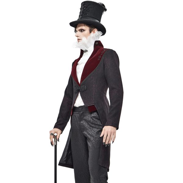 ultratendance DEVIL FASHION Veste Victorienne ‘Atkins’ Noire Et Bordeaux 5