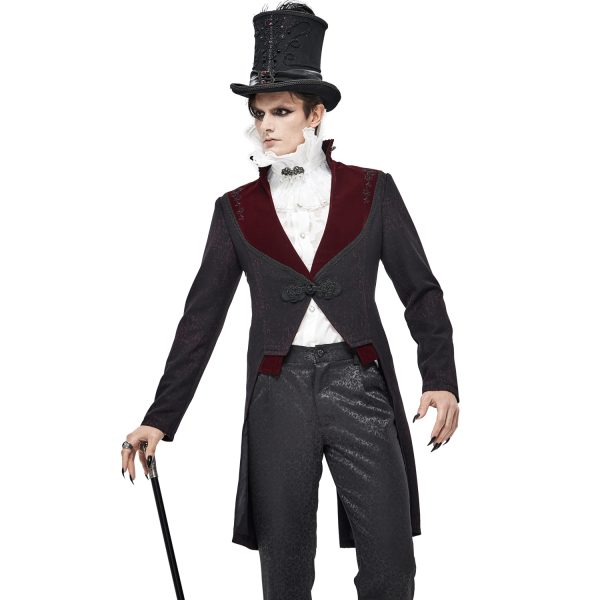 ultratendance DEVIL FASHION Veste Victorienne ‘Atkins’ Noire Et Bordeaux 8