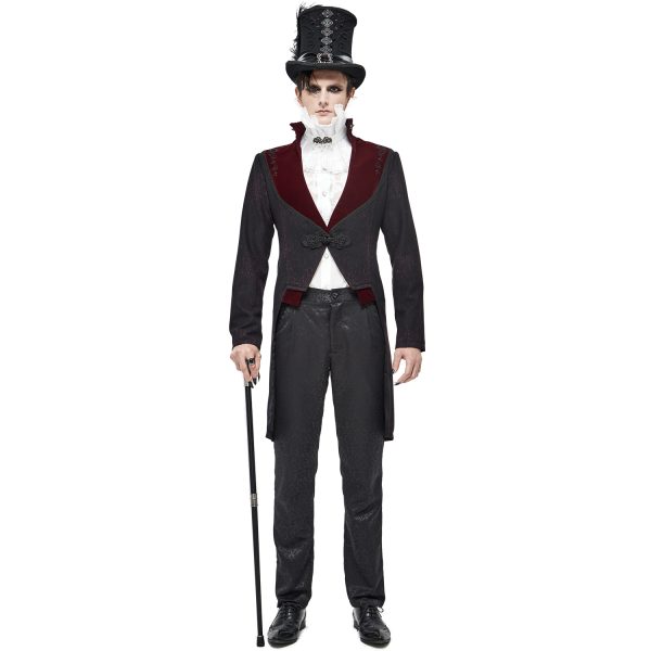 ultratendance DEVIL FASHION Veste Victorienne ‘Atkins’ Noire Et Bordeaux 9