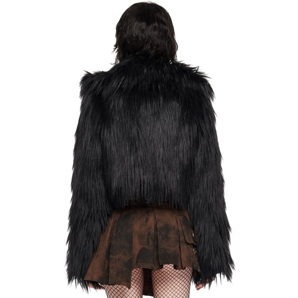 PUNK RAVE Veste ‘Wolverine’ En Fausse Fourrure Noire vente chaude 4