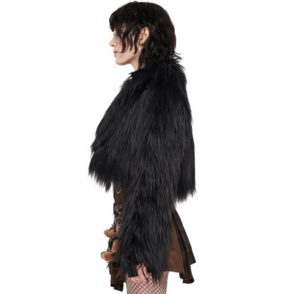 PUNK RAVE Veste ‘Wolverine’ En Fausse Fourrure Noire vente chaude 5